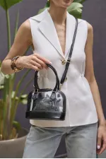 Mini sac à main et à bandoulière transparent noir