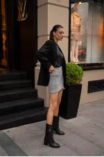 Bottes à talons hauts pour femme avec détails froncés, noires