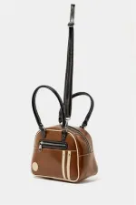 Retro Bowling Hand and Shoulder Bag Tan