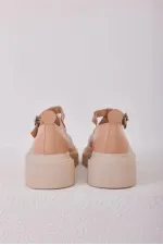 Chaussures décontractées à semelles épaisses avec ceinture en vison