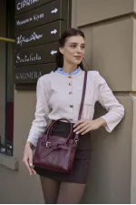 Mini sac à main et à bandoulière avec ceinture détaillée rouge bordeaux