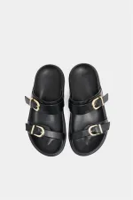 Chaussons tendance à double boucle noirs