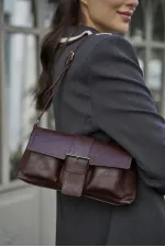 Sac à main et à bandoulière enduit marron