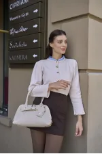Sac rétro avec accessoires dorés, sac à main et sac à bandoulière, beige