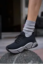Baskets à lacets et détails en maille, baskets décontractées, noir et gris Baskets à lacets et détails en maille, baskets décontractées, noir et gris