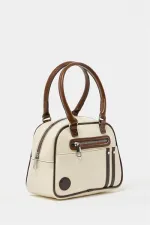 Sac à main et à bandoulière rétro de bowling beige