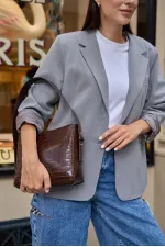 Sac cabas en cuir souple marron crocodile avec bandoulière ajustable