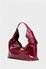 Shiny Patent Leather Hand and Shoulder Bag Burgundy Patent Leather