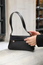 Sac à bandoulière pour femme Alba Simple Design avec housse - Noir