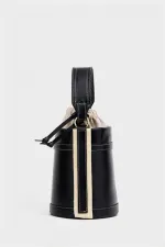 Contrast Stitched Bucket Hand and Shoulder Bag Black Contrast Stitched Bucket Hand and Shoulder Bag Black
