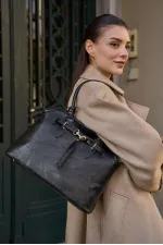 Sac à main rétro avec ceinture, noir