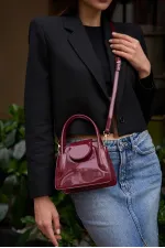 Sac à main Maja Mini City pour femme avec rabat - Cuir verni bordeaux