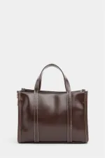 Sac à main et bandoulière style bohème en cuir et paille tricotée pour femme, marron