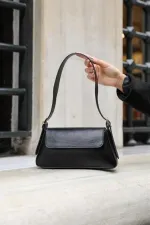 Sac à bandoulière pour femme Alba Simple Design avec housse - Noir