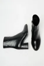 Bottes et bottines à talons hauts en cuir verni noir pour femme – Modèle élégant à porter au quotidien avec fermeture éclair