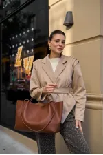 Sac fourre-tout à boucle beige