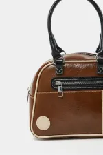 Retro Bowling Hand and Shoulder Bag Tan