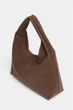 Sac cabas en daim marron pour femme - Modèle vintage souple