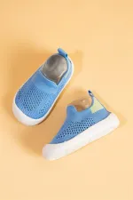 Chaussures premiers pas pour bébé avec semelles confortables, bleues