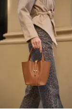Sac panier avec cadenas, couleur fauve