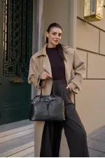 Sac à main rétro avec ceinture, noir