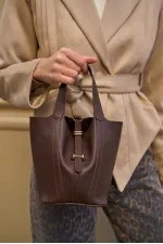 Sac panier avec accessoire de verrouillage marron