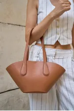 Sac cabas aspect cuir beige