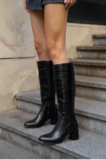 Bottes en crocodile noir Bottes en crocodile noir