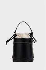 Contrast Stitched Bucket Hand and Shoulder Bag Black Contrast Stitched Bucket Hand and Shoulder Bag Black