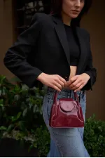 Sac à main Maja Mini City pour femme avec rabat - Cuir verni bordeaux