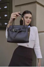 Mini sac à main et à bandoulière avec ceinture détaillée marron