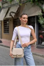 Trendy Casual Buckled Hand and Shoulder Bag Cream