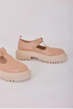 Chaussures décontractées à semelles épaisses avec ceinture en vison