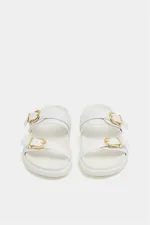 Chaussons tendance à double boucle blancs