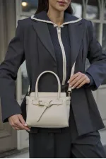 Mini sac à main et à bandoulière avec ceinture détaillée beige