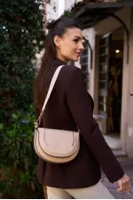 Contrast Stitched Crossbody Handbag and Shoulder Bag in Mink Contrast Stitched Crossbody Handbag and Shoulder Bag in Mink