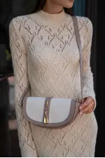 Sac bandoulière Diva Contrast Design pour femme - Vison foncé-crème