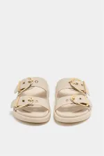 Chaussons décontractés élégants à double boucle crème