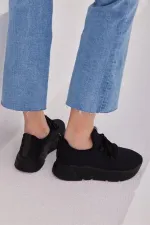 Baskets montantes en maille et chaussures de sport décontractées, noires