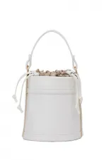 Contrast Stitched Bucket Hand and Shoulder Bag White Contrast Stitched Bucket Hand and Shoulder Bag White