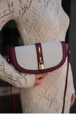 Sac bandoulière Diva Contrast Design pour femme - Bordeaux-Crème