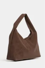 Sac cabas en daim marron pour femme - Modèle vintage souple