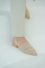 Ballerines à talons ouverts en tricot vison Ballerines à talons ouverts en tricot vison