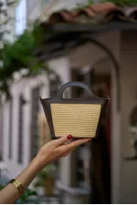Mini sac bandoulière détaillé en paille marron Mini sac bandoulière détaillé en paille marron
