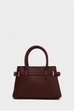 Mini sac à main et à bandoulière détaillé avec cadenas rouge bordeaux