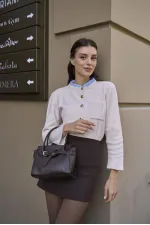 Mini sac à main et à bandoulière avec ceinture détaillée marron