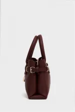 Mini sac à main et à bandoulière détaillé avec cadenas rouge bordeaux