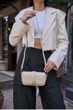 Sac bandoulière à boucle Alina pour femme - Crème