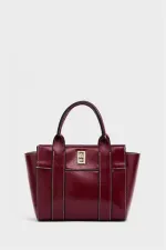 Mini sac fourre-tout à main et à bandoulière rouge bordeaux