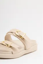 Chaussons tendance à double boucle crème